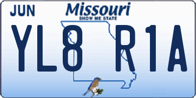 MO license plate YL8R1A
