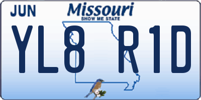 MO license plate YL8R1D