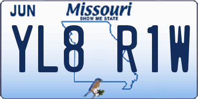 MO license plate YL8R1W