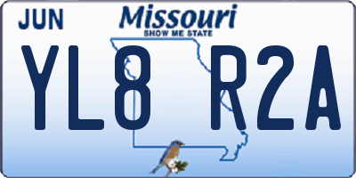 MO license plate YL8R2A