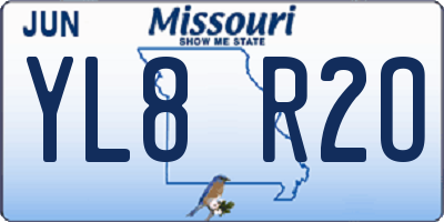 MO license plate YL8R2O