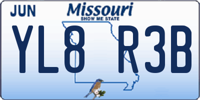 MO license plate YL8R3B