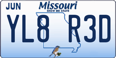 MO license plate YL8R3D