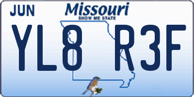 MO license plate YL8R3F