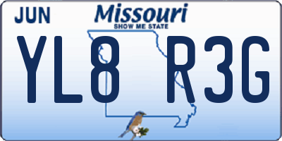 MO license plate YL8R3G