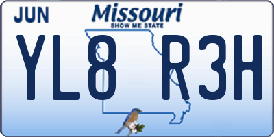 MO license plate YL8R3H