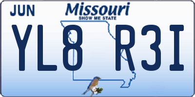 MO license plate YL8R3I