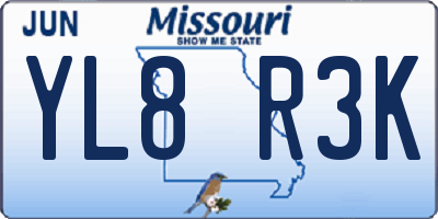 MO license plate YL8R3K