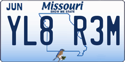 MO license plate YL8R3M