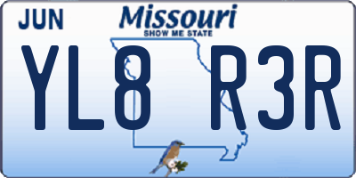 MO license plate YL8R3R