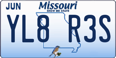 MO license plate YL8R3S