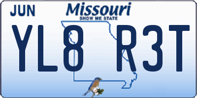 MO license plate YL8R3T