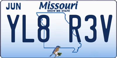 MO license plate YL8R3V