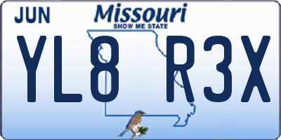 MO license plate YL8R3X