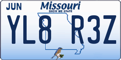 MO license plate YL8R3Z