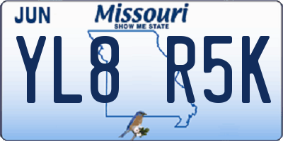 MO license plate YL8R5K