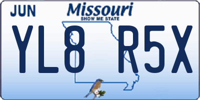 MO license plate YL8R5X