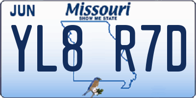 MO license plate YL8R7D
