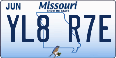 MO license plate YL8R7E