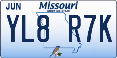 MO license plate YL8R7K
