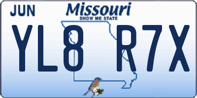 MO license plate YL8R7X