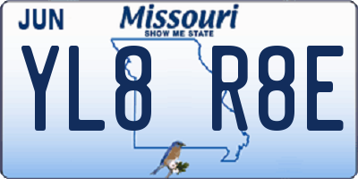 MO license plate YL8R8E
