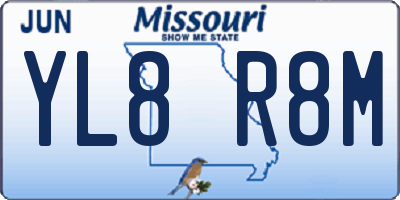 MO license plate YL8R8M
