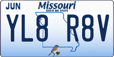 MO license plate YL8R8V