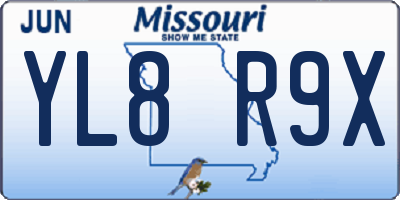 MO license plate YL8R9X