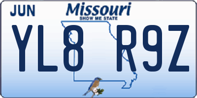 MO license plate YL8R9Z
