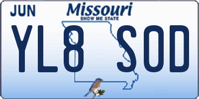 MO license plate YL8S0D