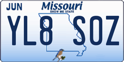 MO license plate YL8S0Z
