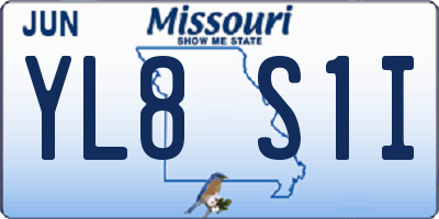 MO license plate YL8S1I