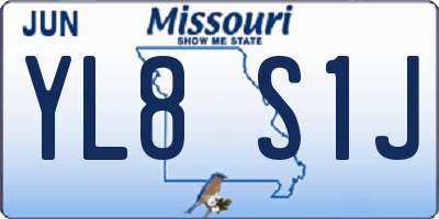 MO license plate YL8S1J