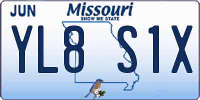 MO license plate YL8S1X