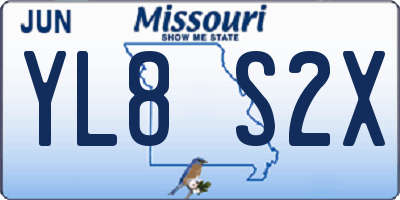 MO license plate YL8S2X
