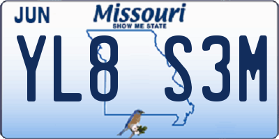 MO license plate YL8S3M