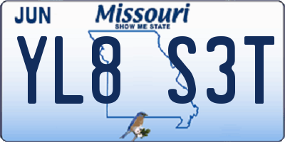 MO license plate YL8S3T