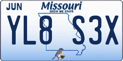 MO license plate YL8S3X