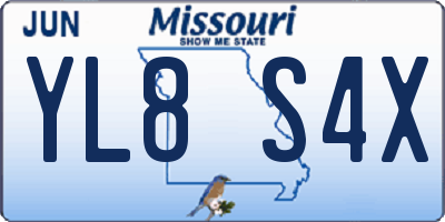 MO license plate YL8S4X