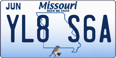MO license plate YL8S6A
