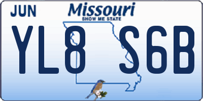 MO license plate YL8S6B