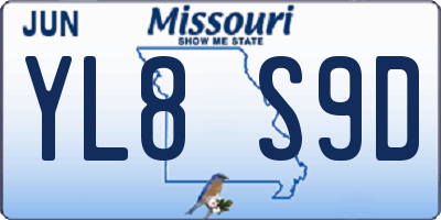 MO license plate YL8S9D