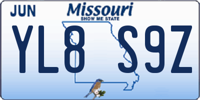 MO license plate YL8S9Z
