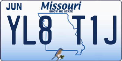MO license plate YL8T1J
