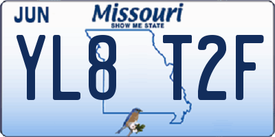 MO license plate YL8T2F