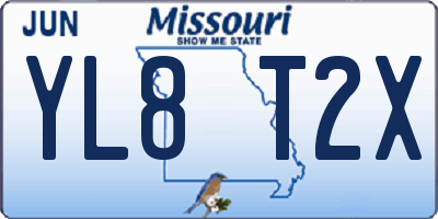 MO license plate YL8T2X
