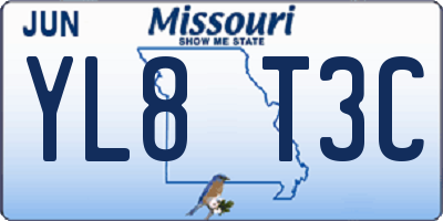 MO license plate YL8T3C