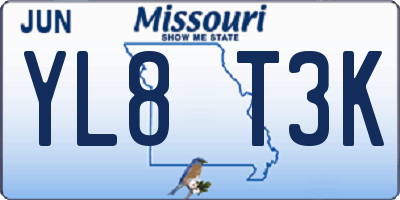 MO license plate YL8T3K
