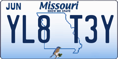 MO license plate YL8T3Y